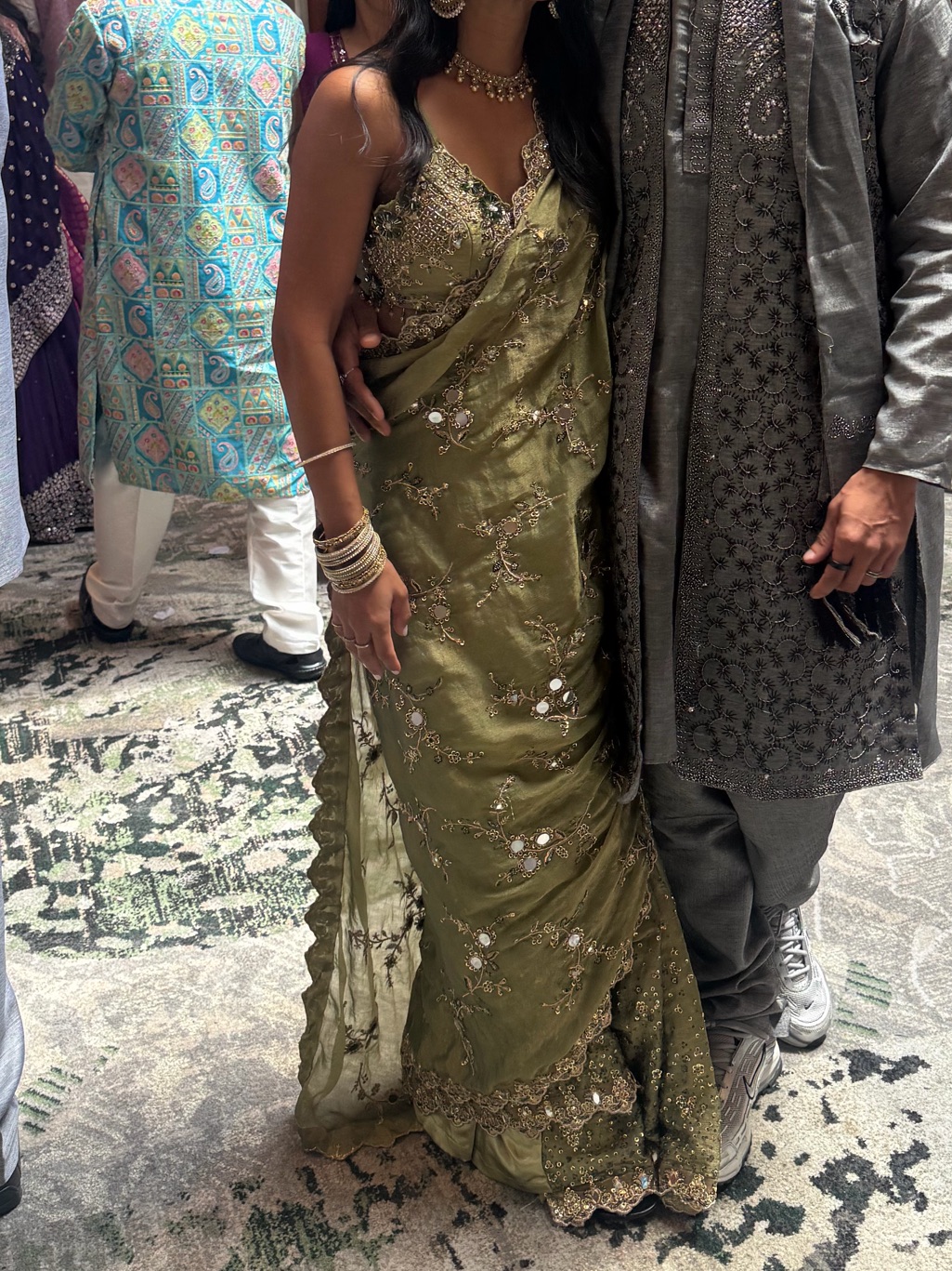 Moss Green Tissue Sari Lashkaraa - Xs — image 7 of 7